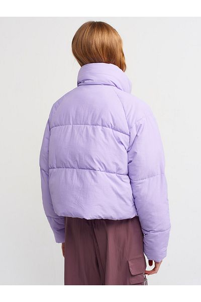 Dilvin 60322 Puffer Jacket with Raglan Sleeves-lilac