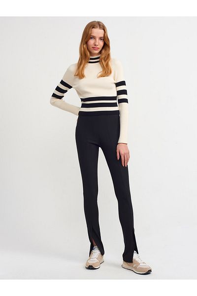Dilvin 70386 Slit Detailed Ottoman Tights Black