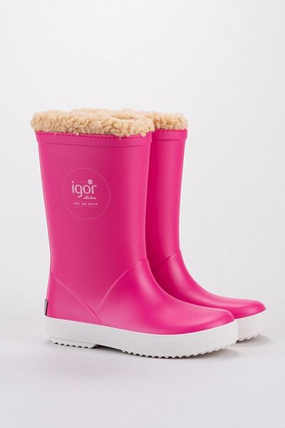 IGOR Splash Nautica Borreguito Furry Rain Boots Fuchsia