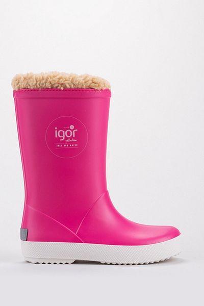 IGOR Splash Nautica Borreguito Furry Rain Boots Fuchsia