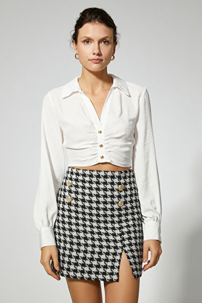 Koton Dámská šedobílá košile 3WAK60202UW