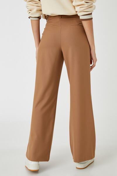 Koton Καφέ Πλισέ Παντελόνι Palazzo