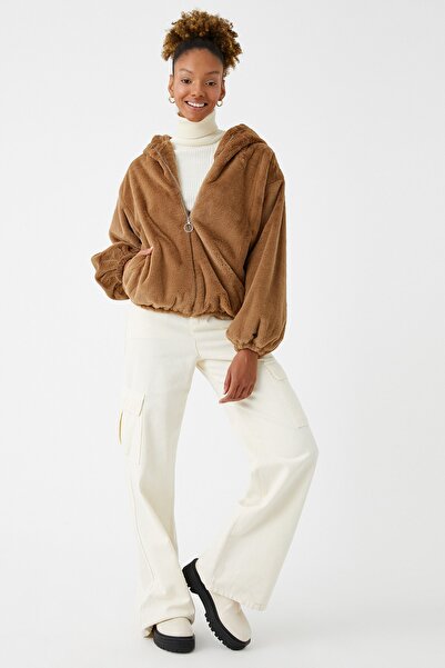 Koton Γυναικείο Μπουφάν Καφέ 3WAL20103IW