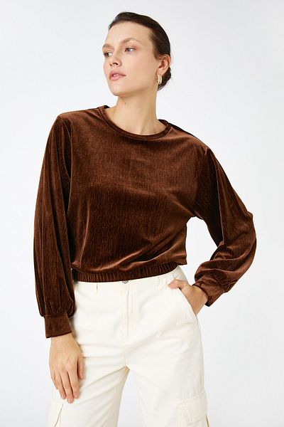 Koton Blúzka s dlhým rukávom Velvet Brown L