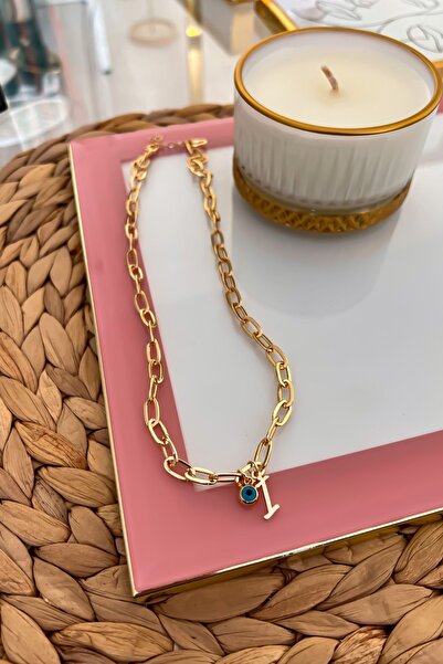 Trendy Butik I Harfli Ve Nazar Sallantılı Ataş Zincirli Kolye
