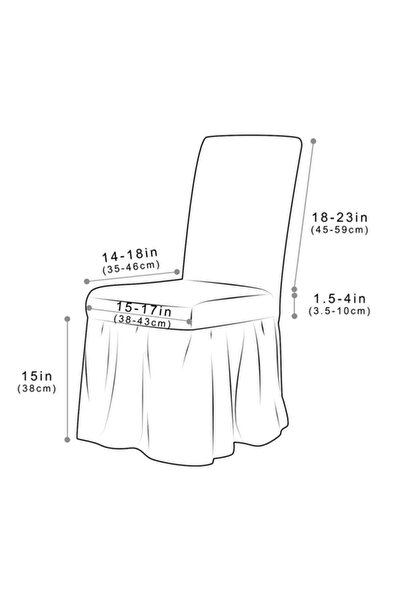 BASHTUGH TİCARET Bashtugh Sandalye Kılıfı Bürümcük Etekli Lastikli Yıkanabilir Standart Sandalye Örtüsü 6 Adet,