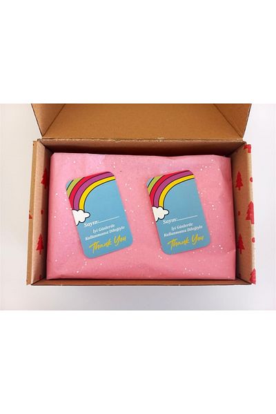 anka design Thank You Card One Way Printing Oval Cut (8x5cm) 350gr Coated - 25 Pieces