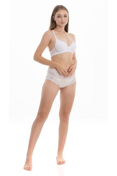 Moda Lime Σετ εσώρουχα με μοτίβο λουλουδιών με διάφανο λευκό πάνω μέρος και σουτιέν Hipster