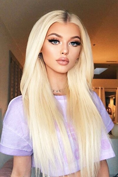 AKOLİFE Păr semi-permanent rezistent la căldură - Galben platină - Drept - 60...