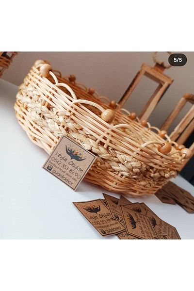 gudelidekor Wicker Bamboo Rattan Organizer Basket 25x8