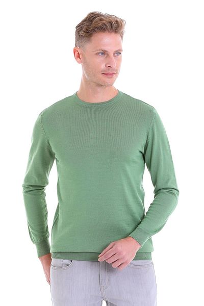 Hatemoğlu Πράσινο μάλλινο πουλόβερ με λαιμόκοψη Comfort Fit