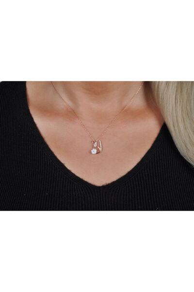 EZİLA SİLVER Manolya Çiçekli Gümüş Harfli Kolye [ U ]