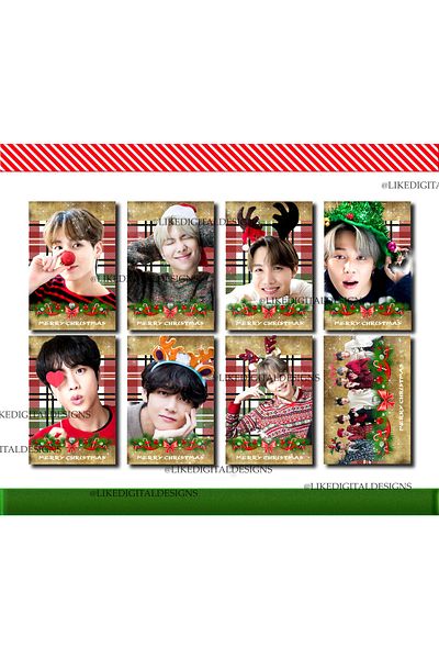 Güneş Kırtasiye Bts Photocard Χριστουγεννιάτικη Φωτοκάρτα 8 τεμαχίων