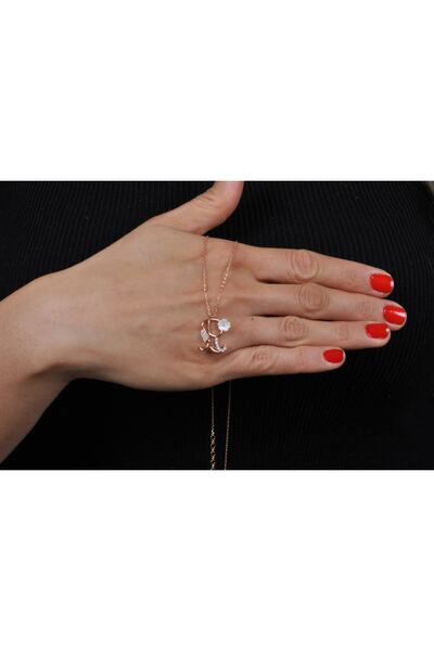 EZİLA SİLVER Manolya Çiçekli Gümüş Harfli Kolye [ R ]