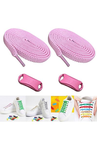 ipekbazaar Takbırak Elastic Shoelaces, Laceless Smart Laces, Pink