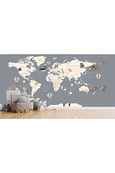 umut gergi tavan 3d Duvar Harita Temalı Tek Parça Duvar Kağıdı