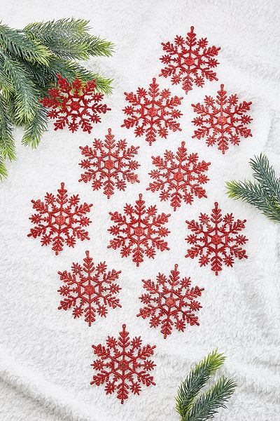 Waldern Sbl Christmas Pine Tree Ornament Glitter Snowflake 12Li Sblshp 1064356