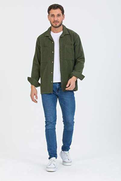 coder Ανδρικό πουκάμισο ξυλοκόπο με διπλή τσέπη με κανονική εφαρμογή