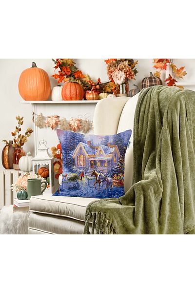 Sakallı New Year's Card Boots Pattern 3D Digital Printed Decorative Throw Pillow Cover