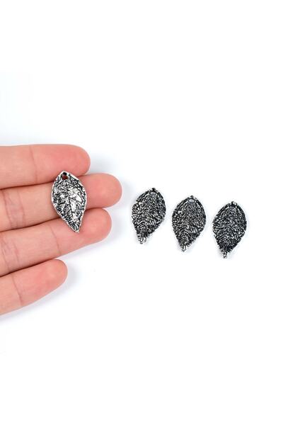 yfhobi 2 Adet - 25 Mm Yaprak Desenli Metal Uç, Takı Malzemesi, Boyalı Gümüş K...