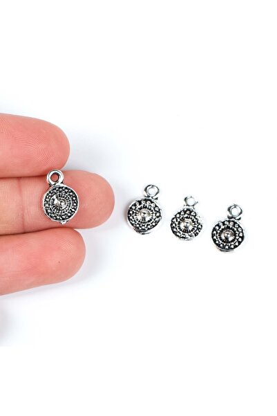 yfhobi 8 Adet - 13 Mm Yuvarlak Desenli Metal Uç, Takı Malzemesi, Boyalı Gümüş...