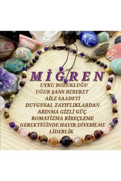 GİZEMLİ DOĞAL TAŞ Kolye Migren Uyku Şans Bereket Aile Saadeti Uğur Romatizma ...