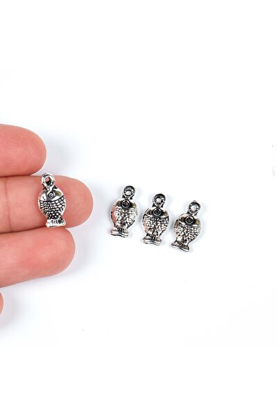 yfhobi 5 Adet - 15 Mm Balık Desenli Metal Uç, Takı Malzemesi, Boyalı Gümüş Ka...