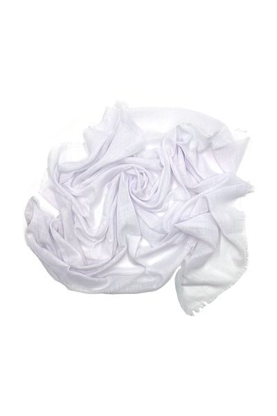 nazipek Eșarfă cu scris evazată din țesătură de in 100x100cm Alb
