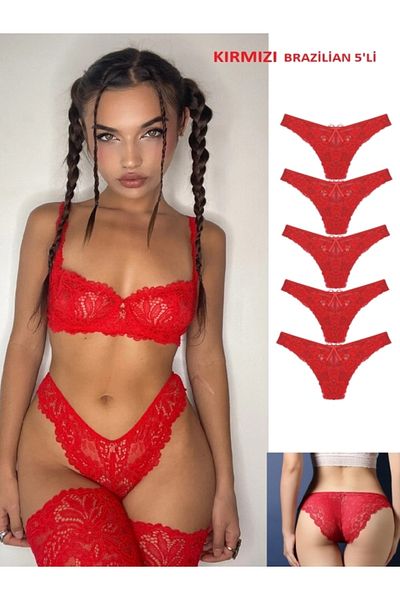 GECKO COLLECTION Σετ 6 γυναικεία εσώρουχα Gecko Brazilian Lace