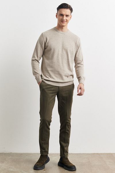 ALTINYILDIZ CLASSICS Men's Khaki Slim Fit Slim Fit Side Pocket Casual Trousers