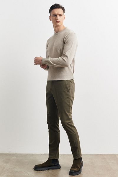 ALTINYILDIZ CLASSICS Men's Khaki Slim Fit Slim Fit Side Pocket Casual Trousers