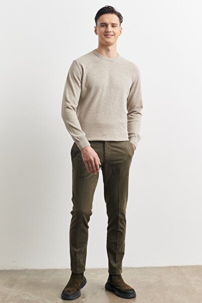 ALTINYILDIZ CLASSICS Men's Khaki Slim Fit Slim Fit Side Pocket Casual Trousers