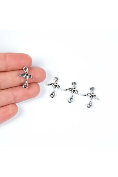 yfhobi 5 Adet - 20 Mm Çift Delik Kuş Desenli Metal Uç, Takı Malzemesi, Boyalı...