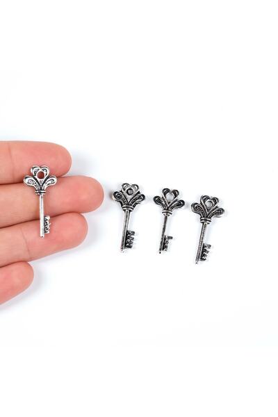 yfhobi 4 Adet - 26 Mm Anahtar Desenli Metal Uç, Takı Malzemesi, Boyalı Gümüş ...