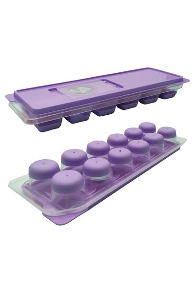 Gondol Plastik Colorful Ice Box with Lid, Non-Stick Push-toe Round Ice Mold