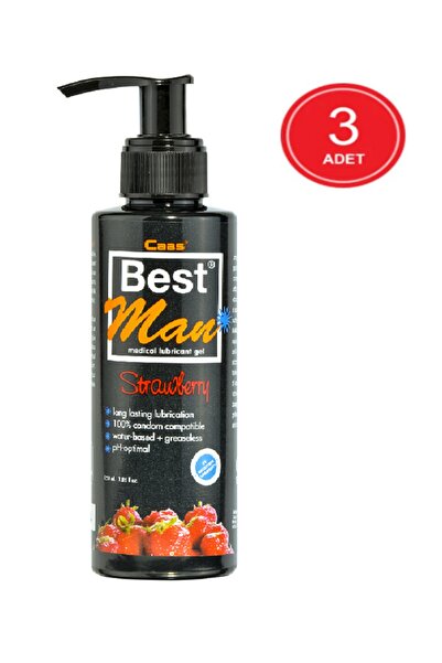 Best Man Su Bazlı Kayganlaştırıcı Jel 3 x 150 ml Çilek Aromalı