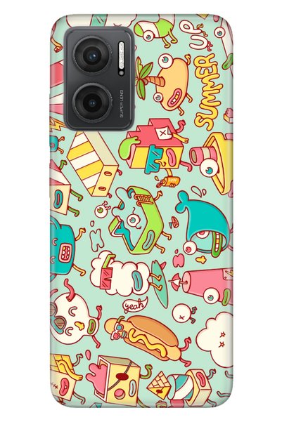 Cekuonline Xiaomi Redmi Note 11E Case 0.4mm Silicone Patterned Food Story