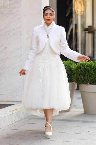 Turkuaz Νυφικό Etol, Γούνα, Παλτό, Μακρυμάνικο Etol Off White