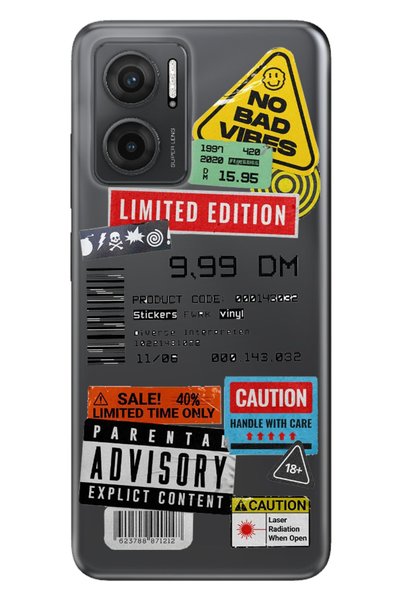 Cekuonline Xiaomi Redmi 10 5g Case 0.4mm Silicone Patterned Mix Sticker
