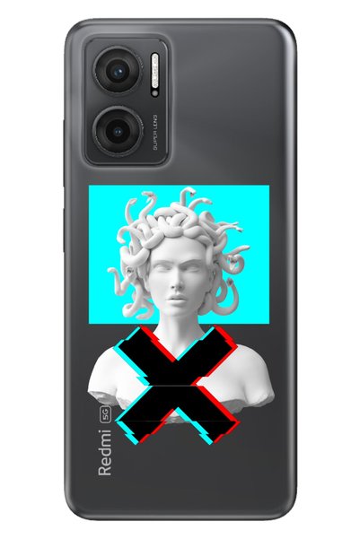 Cekuonline Xiaomi Redmi Note 11E Case 0.4mm Silicone Patterned Mix Sculpture