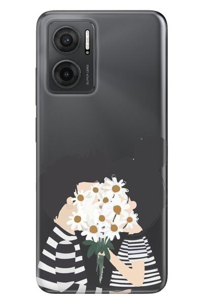 Cekuonline Xiaomi Redmi 10 5g Case 0.4mm Silicone Patterned Shy Love
