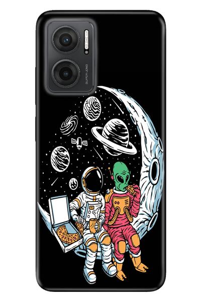 Cekuonline Xiaomi Redmi 10 5g Case 0.4mm Silicone Patterned Astronaut Ufo
