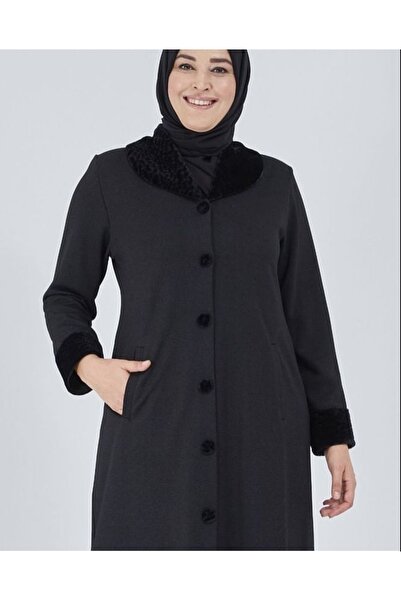 ECE GİYİM Incila Yakası Ve Kolağzı Kürklü Ferace