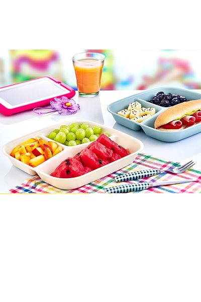 ÖZCAN TİCARET PAZARLAMA 4 Pieces of Breakfast Plate 3 Compartment Plates