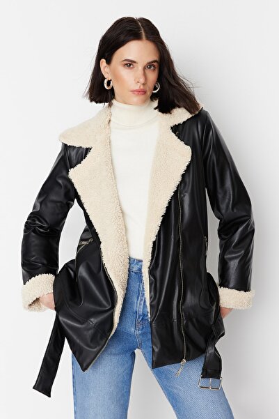 Trendyol Collection Winter Jacket - Black - Biker jackets