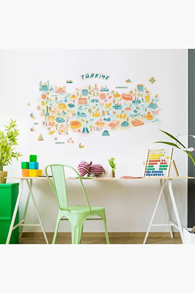 Jüppo Türkiye Bölgeler Haritası Duvar Sticker, Türkiye Kültürel Varlıklar Har...