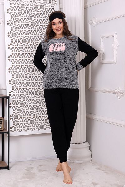 Wordex Set pijamale moale Fwn 3016 Plush Welsoft Fleece iarnă pentru femei