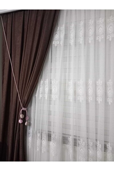 Üçbey 4 Toplu Fon Perde Toplama Aparatı Kornise Takmatik Vizon-pembe Tavan Braçolu