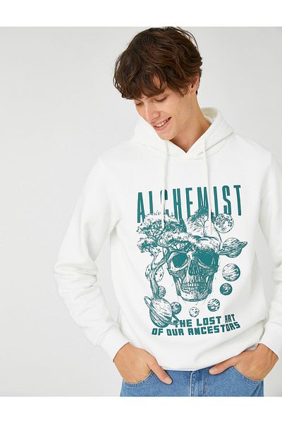 Koton Kapuzenpullover mit erhöhtem Totenkopf-Aufdruck