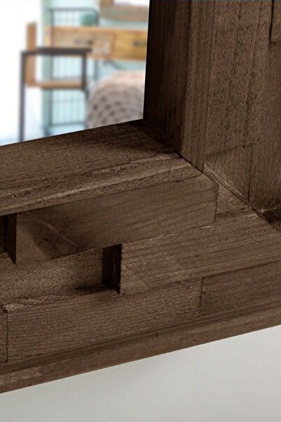 Resmo Jenga Ceviz Doğal Ağaç Masif 58x148 Cm Tahta Parçacıklı Salon Ofis Mutfak Duvar Konsol Boy Aynası